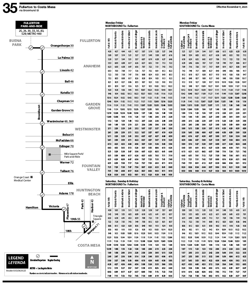 Octa Maps And Schedules Ocbus Maps And Schedules -- Route 35