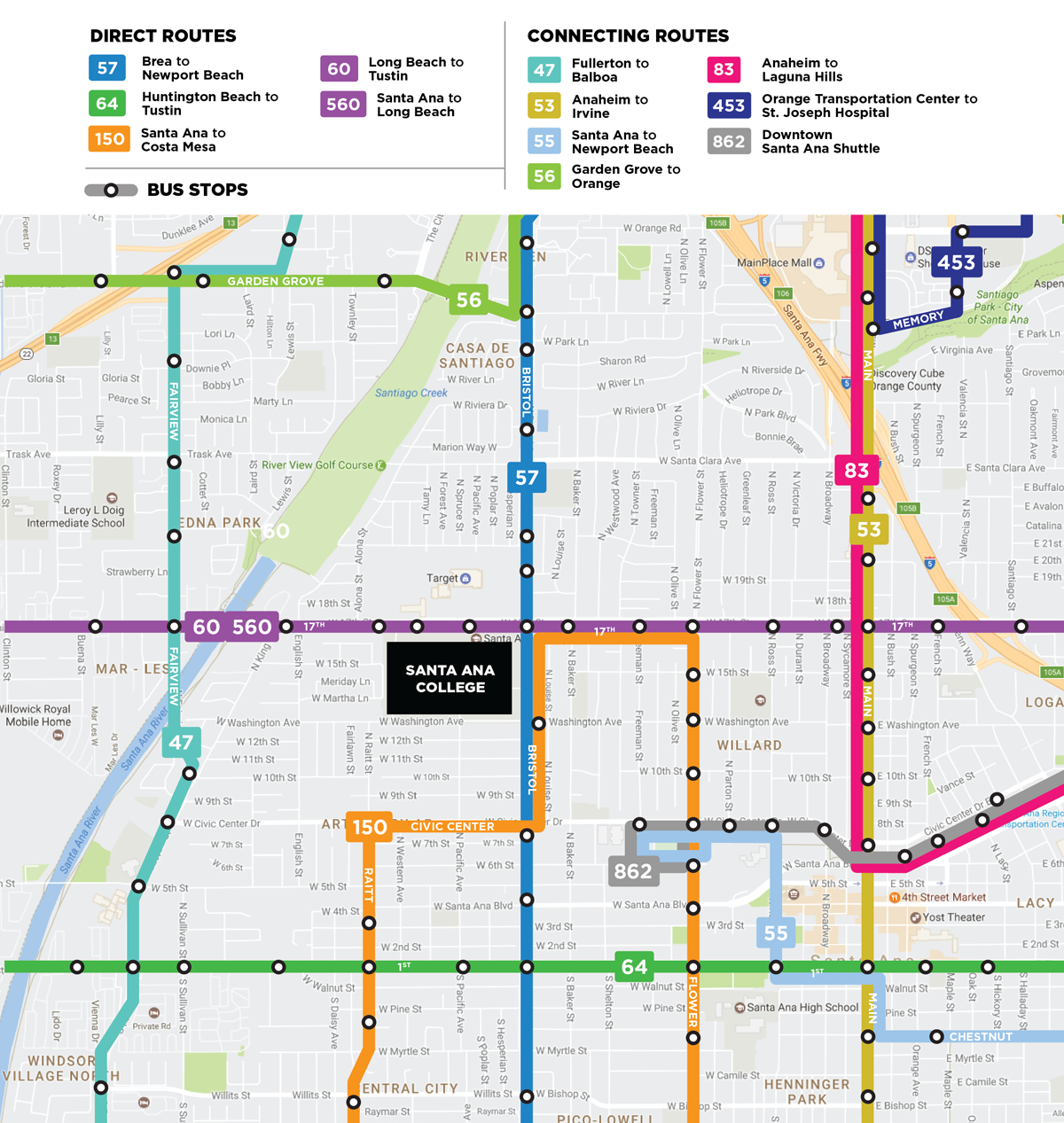 SAC bus service map