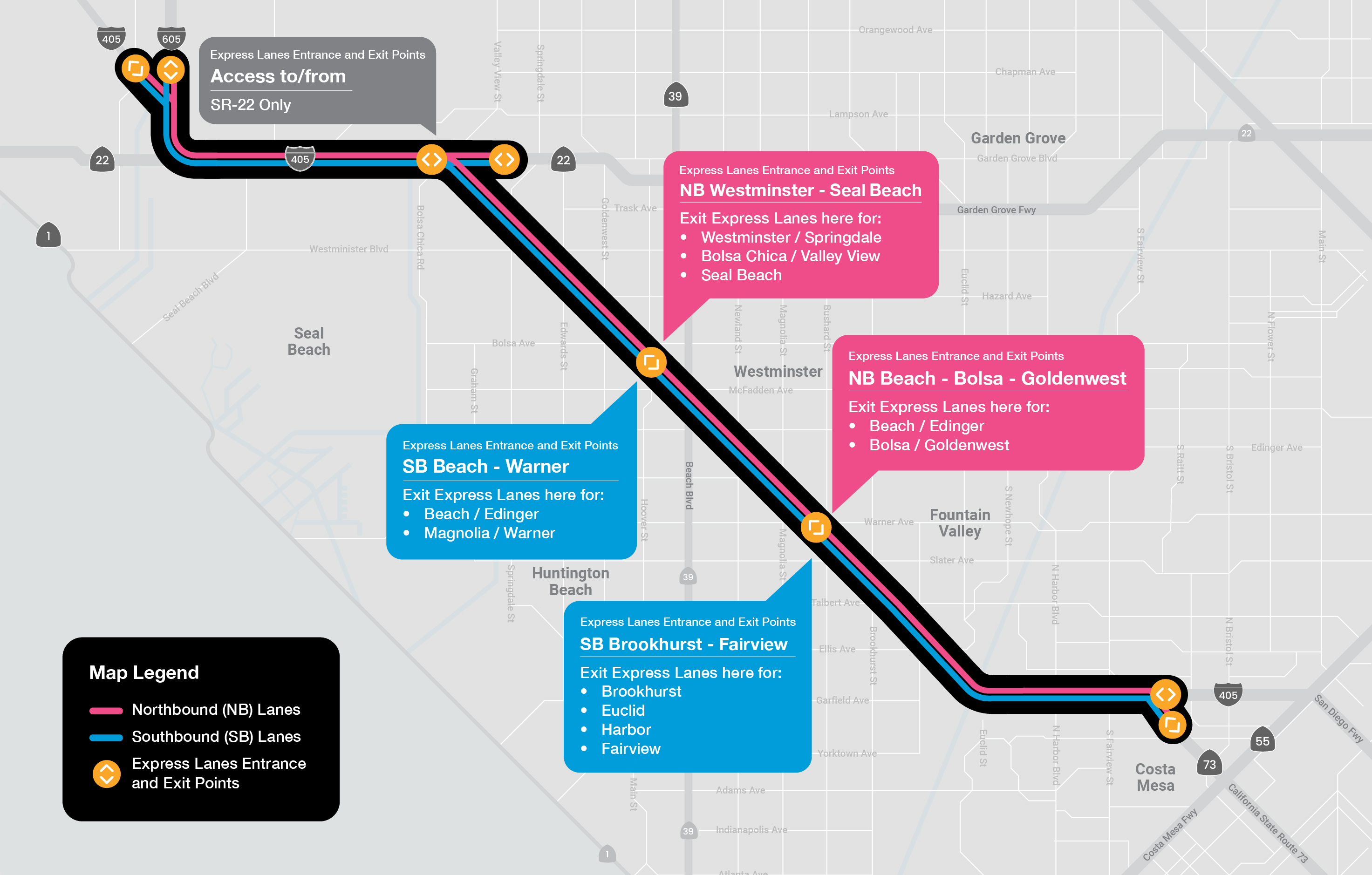 405 express lanes map