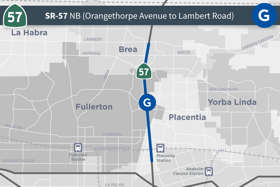 SR-57 NB (Orangethorpe Ave to Lambert Rd Map
