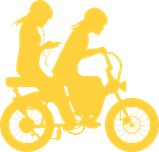 silhouette of girls biking