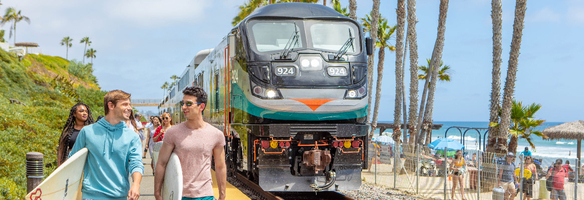 Metrolink train at San Clemente Pier