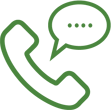 A telephone icon with speech bubble in green