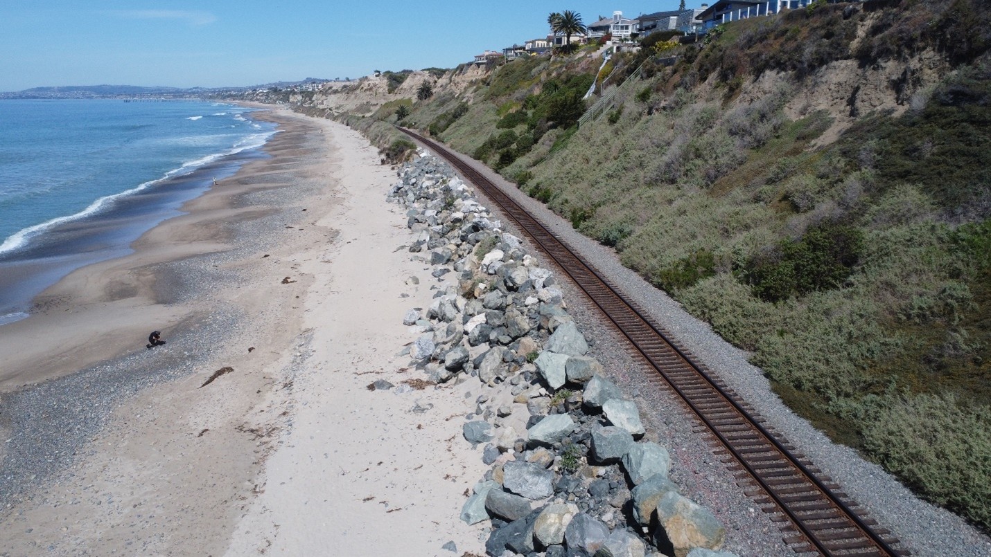 Riprap south of shoreline protection structure