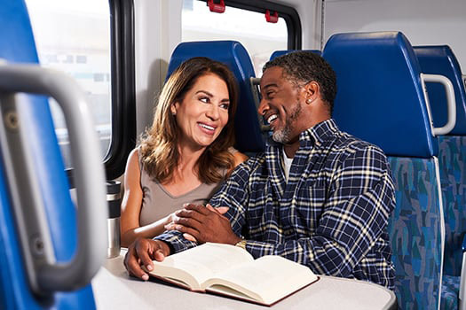 couple enjoying train ride