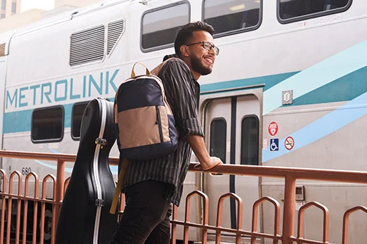 man waiting for train