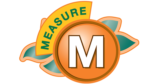 Measure M logo of an Orange with M in the middle